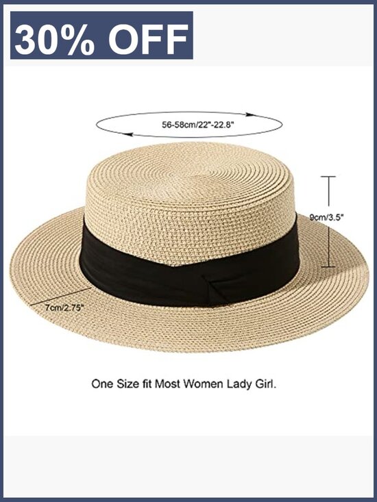 Wide Brim Straw Boater Hat Foldable Packable Sun Hat main image 5